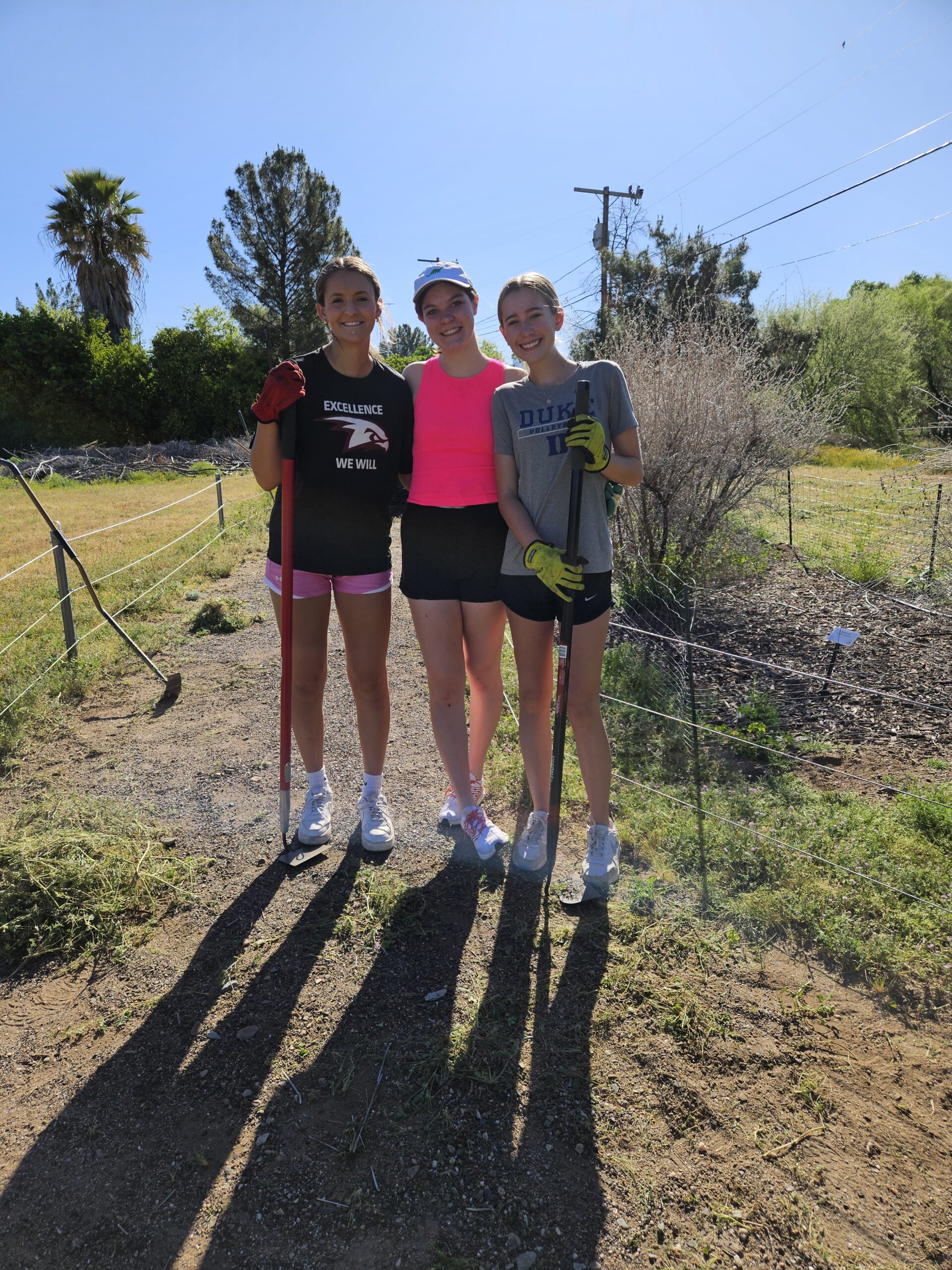 Volunteers clearing the path. 